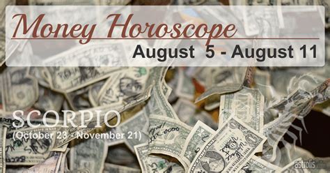 scorpio lucky days for money|Scorpio Money Horoscope for the Week of August 26, 2024.